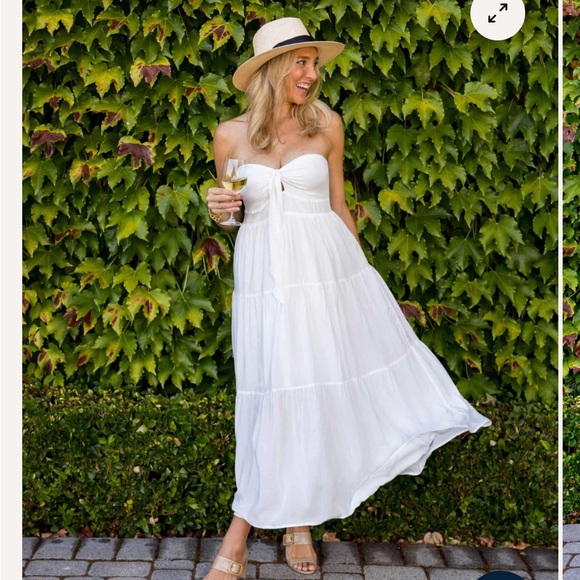Kenny Flowers WHITE BAMBOO BANDEAU MAXI DRESS - Picture 1 of 7